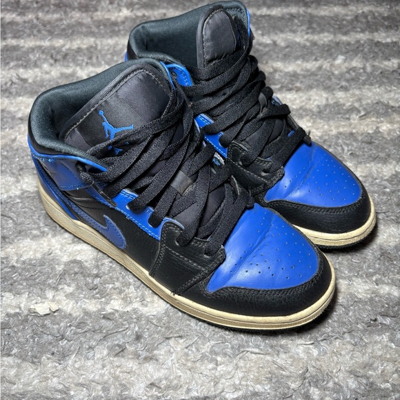 Nike Other - Nike Air Jordan 1 Mid Hyper Royal Black Blue Size 5 Youth
